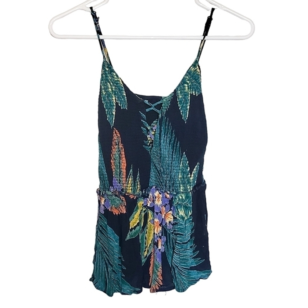 1179 * Patrons of Peace Tropical Print Tank Blue Green Size Unknown